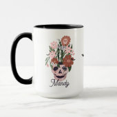 Leuke Spooky Blooming Floral Halloween schedel Mok (Links)
