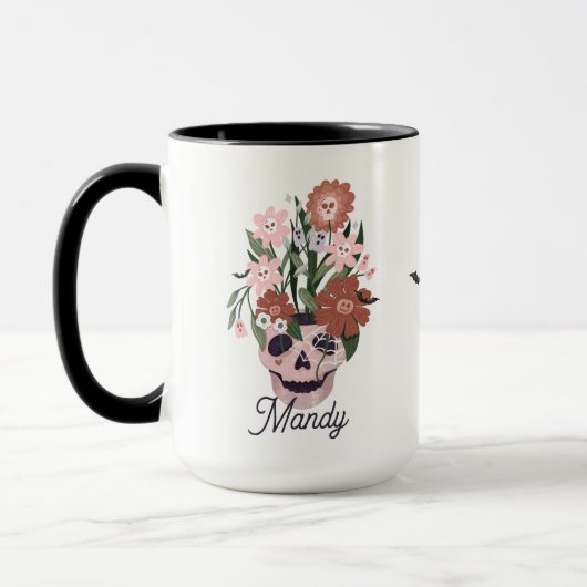 Leuke Spooky Blooming Floral Halloween schedel Mok (Links)