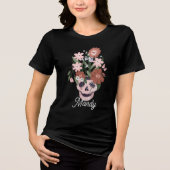 Leuke Spooky Blooming Floral Halloween schedel Tri-Blend Shirt (Voorkant)