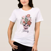 Leuke Spooky Blooming Floral Halloween schedel Tri-Blend Shirt (Voorkant)