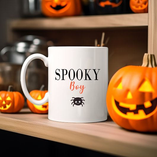 Leuke Spooky Boy Familie Halloween Spider Tweekleurige Koffiemok
