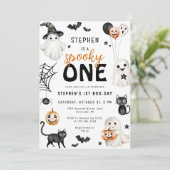 Leuke Spooky Een Ghost Halloween 1e Verjaardag Kaart (Staand voorkant)