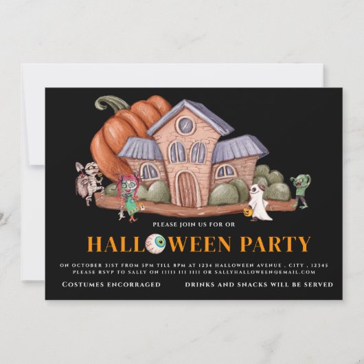 Leuke spooky Halloween kostuumfeest Kaart (Voorkant)