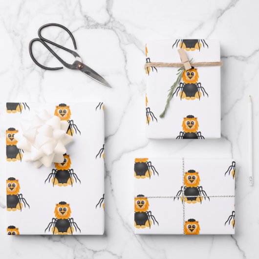 Leuke Spooky Halloween Leeuw Spin Inpakpapier Vel (Voorkant)