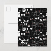 Leuke Spooky Halloween Zwart Wit Cartoon Dier Feestdagenkaart (Voorkant / Achterkant)