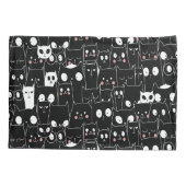 Leuke Spooky Halloween Zwart Wit Cartoon Dier Kussensloop (Achterkant)