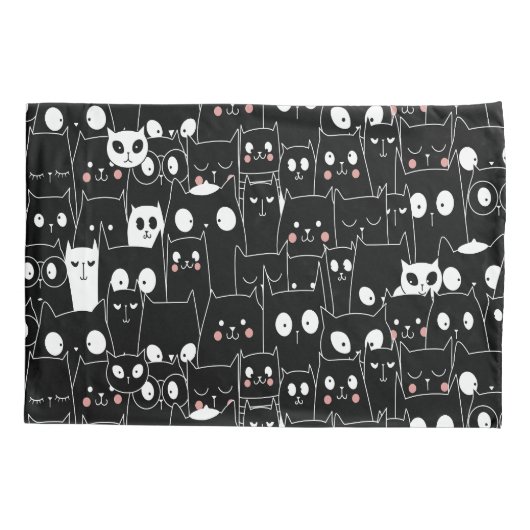 Leuke Spooky Halloween Zwart Wit Cartoon Dier Kussensloop (Achterkant)