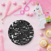 Leuke Spooky Halloween Zwart Wit Cartoon Dier Papieren Bordje (Feest)