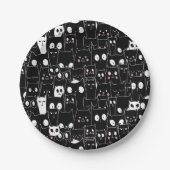 Leuke Spooky Halloween Zwart Wit Cartoon Dier Papieren Bordje (Voorkant)