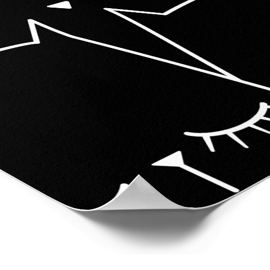 Leuke Spooky Halloween Zwart Wit Cartoon Dier Poster (Hoek)