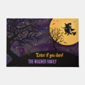 Leuke Spooky Heks Moon Halloween Paarse Gepersonal Deurmat (Voorkant)
