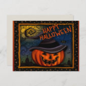 Leuke Spooky Jack O Lantaarn Pompoen Halloween Briefkaart (Voorkant / Achterkant)