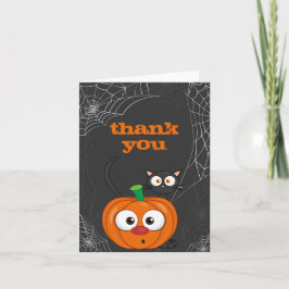Leuke Spooky Kat en Pompoen Halloween Bedankkaart