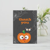 Leuke Spooky Kat en Pompoen Halloween Flat Bedankkaart (Staand voorkant)