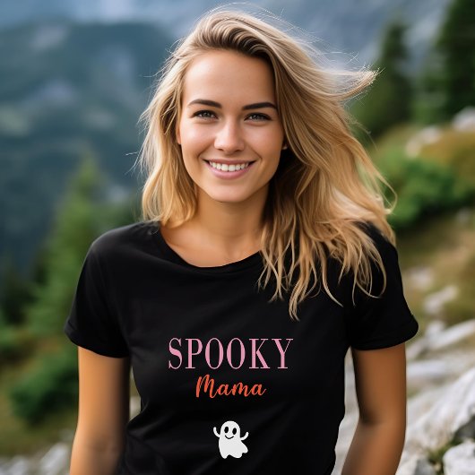 Leuke Spooky Mama Halloween Ghost Donkere Kleur T-shirt