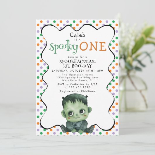 Leuke Spooky One First Boo Day 1st Birthday Party Kaart (Staand voorkant)