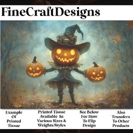 Leuke Spooky Pompoen Hoofd Persoon AB3 Decoupage Tissuepapier