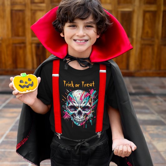 Leuke Spooky Skeleton Skull Abstract, Kinder Hallo T-shirt