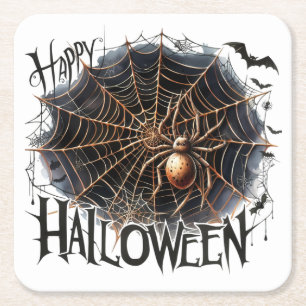 Leuke Spooky Spider Web Halloween Paper Onderzette Kartonnen Onderzetters