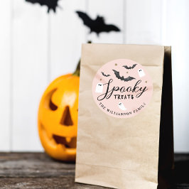 Leuke Spooky Treats Halloween Ghost & Bats Custom Ronde Sticker