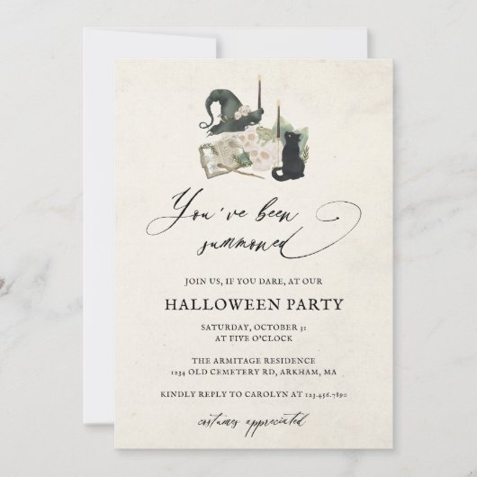 Leuke Spooky Waterverf Kalligrafie Halloween Party Kaart (Voorkant)