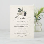 Leuke Spooky Waterverf Kalligrafie Halloween Party Kaart (Staand voorkant)