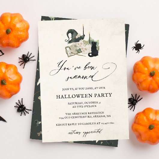 Leuke Spooky Waterverf Kalligrafie Halloween Party Kaart
