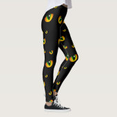 Leuke Spooky Zwart Halloween Kat Ogen in de Nacht Leggings (Rechts)