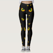 Leuke Spooky Zwart Halloween Kat Ogen in de Nacht Leggings (Voorkant)