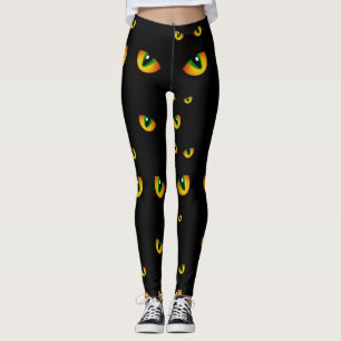 Leuke Spooky Zwart Halloween Kat Ogen in de Nacht Leggings