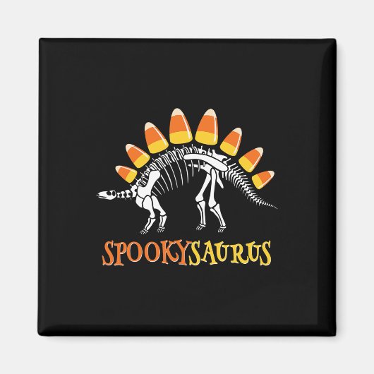Leuke Spookysaurus Candy Corn Dinosaurus Halloween Magneet (Voorkant)