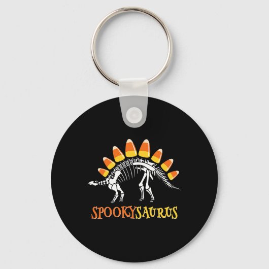 Leuke Spookysaurus Candy Corn Dinosaurus Halloween Sleutelhanger (Voorkant)