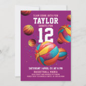 Leuke Sport Cool Meisje Paarse Roze Basketbal Bday Kaart (Voorkant)