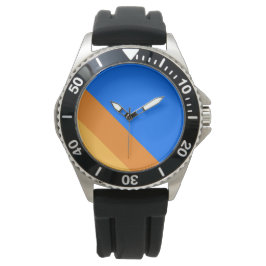 Leuke Sportieve Blauwe Sinaasappel Gele Slant Raci Horloge