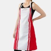 Leuke sportieve brede witte felrode racestrepen schort (Insitu)