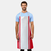 Leuke sportieve brede witte felrode racestrepen schort (Gedragen)