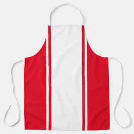 Leuke sportieve brede witte felrode racestrepen schort