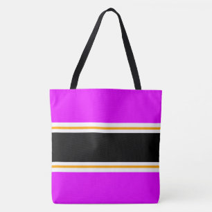 Leuke Sportieve Fel Roze Zwart Oranje Witte Strepe Tote Bag