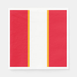 Leuke Sportieve Helder Rood Wit Gele Racing Stripe Servet