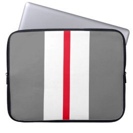 Leuke Sportieve Helder Rood Wit Grijs Racing Strip Laptop Sleeve