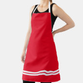 Leuke Sportieve Helder Rood Wit Hem Racing Stripes Schort (Insitu)