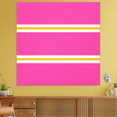 Leuke Sportieve Heldere Roze Geel Wit Racing Strip Canvas Afdruk (Insitu (Woonkamer))