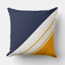 Leuke Sportieve Navy Blauw Geel Wit Racing Stripes Kussen