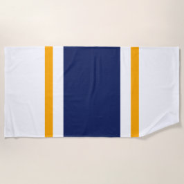 Leuke Sportieve Navy Blauw Geel Wit Racing Stripes Strandlaken