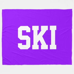 Leuke sportieve witte SKI-tekst in het vet op een Fleece Deken
