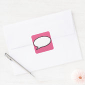 Leuke spraakwolk roze moderne stripboek vierkante sticker (Envelop)