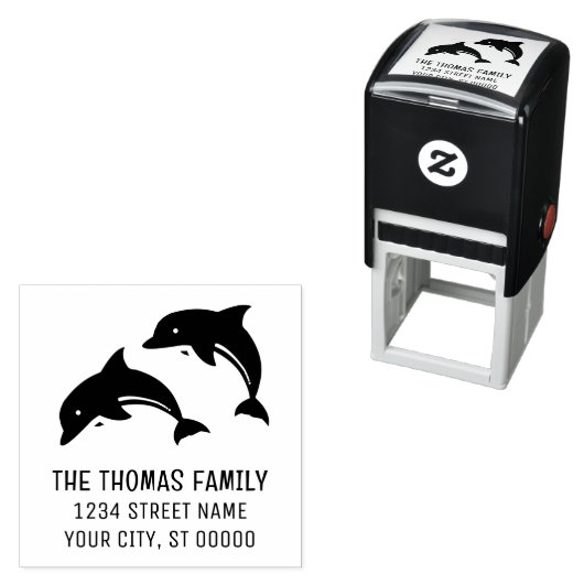 Leuke springende dolfijnen Naam Adres Zelfinktende Stempel (In situ)