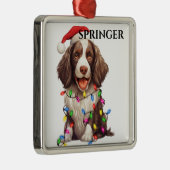 LEUKE SPRINGER SPANIEL HOND MET KERSTVERLICHTING METALEN ORNAMENT (Rechts)