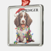 LEUKE SPRINGER SPANIEL HOND MET KERSTVERLICHTING METALEN ORNAMENT (Links)