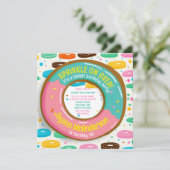 Leuke Sprinkle Donut Verjaardagsfeestuitnodiging Kaart (Staand voorkant)